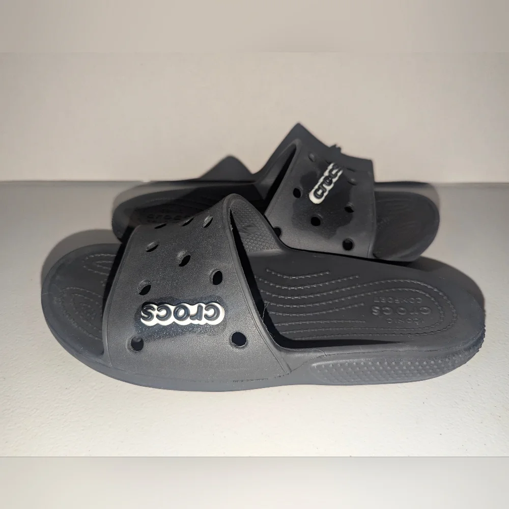 Crocs Black Slide Sandals - Picture 1 of 8